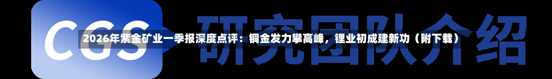 2026年紫金矿业一季报深度点评：铜金发力攀高峰	，锂业初成建新功（附下载）-第2张图片