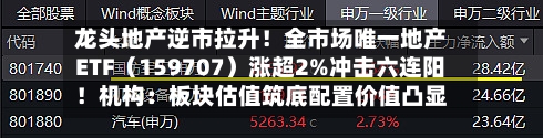 龙头地产逆市拉升！全市场唯一地产ETF（159707）涨超2%冲击六连阳！机构：板块估值筑底配置价值凸显