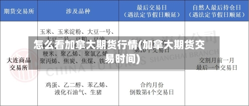 怎么看加拿大期货行情(加拿大期货交易时间)
