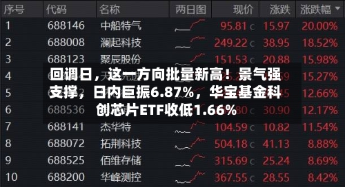 回调日，这一方向批量新高！景气强支撑，日内巨振6.87%，华宝基金科创芯片ETF收低1.66%-第2张图片