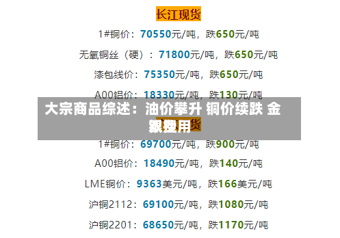 大宗商品综述:油价攀升 铜价续跌 金银费用
双挫-第2张图片