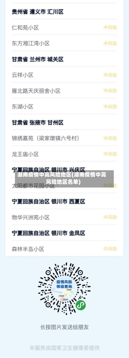 潮南疫情中高风险地区(潮南疫情中高风险地区名单)